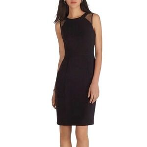 White‎ House Black Market Whimsigoth Sheath Dress Mesh Panel Black Dress 00